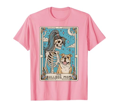 The Bulldog Mom Tarot Card Halloween Women Men Kid Retro Funny The Bulldog Mom Tarot Card Skeleton Halloween T-Shirt - size