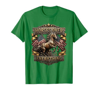 Mademark Horses Over Everything Equestrian Design T-Shirt - Men - size chart