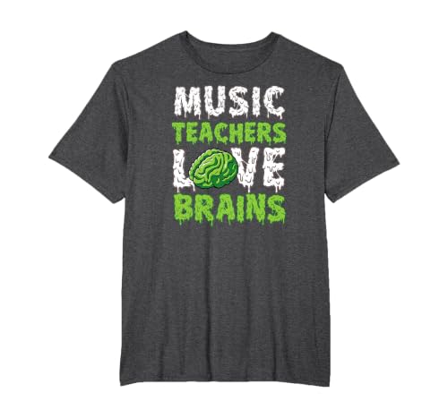 Scary Funny Halloween Party Decor and Supply Ideas Music Teachers Love Brains Funny Cute Teaching Halloween T-Shirt - size
