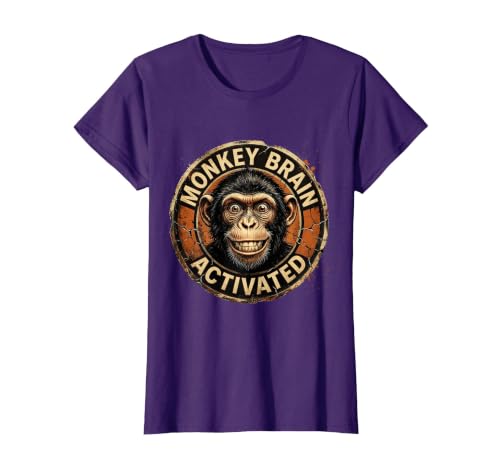 Mademark Monkey Brain Activated Funny Primate Design T-Shirt - Women - size chart