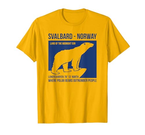 Svalbard T-Shirt Co. Svalbard Norway Polar Bear T Shirt Spitsbergen Longyearbyen T-Shirt - size chart