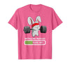 Bunny Gym Rabbit Weights Installing Muscles T-Shirt — design detail