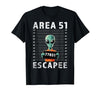 Funny Alien Halloween Costume Mugshot Alien Area 51 Escapee Funny Alien Mug Shot UFO T-Shirt - size chart