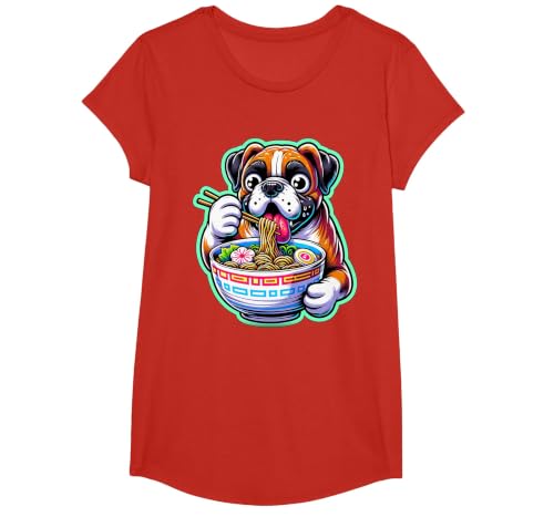 Noodle Ramen Boxer Dog Kawaii Anime Boxer Dog Ramen T-Shirt - size chart