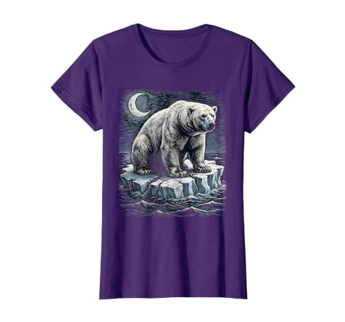 Mademark Polar Bear Lone Ice Floe Drifting Arctic Design T-Shirt - size chart