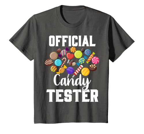 Candy Tester Sweets Lover Gifts & Apparel Official Candy Tester Halloween Costume Boys Girls Kids T-Shirt - size chart