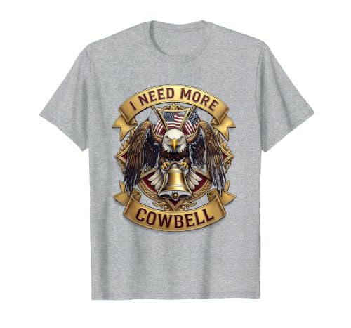 Mademark I Need More Cowbell Funny Music Design T-Shirt - size chart