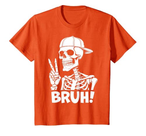 Skeleton Peace Sign Shirts For Men Women & Kids Bruh Skeleton Hand Peace Sign Halloween Skeleton Hand Sign T-Shirt - size