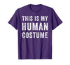 Funny Halloween Pumpkin Tee Gifts This is My Human Costume Funny Halloween Shirt Top - size chart