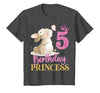 Kids 5th Birthday Rabbit Princess Girl Bunny 5 Years Old T-Shirt — design detail