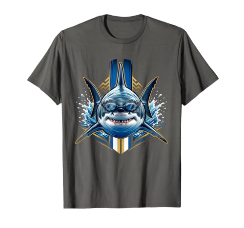 Mademark 6th Grade Shark Swimmer Goggles Illustration T-Shirt - size chart