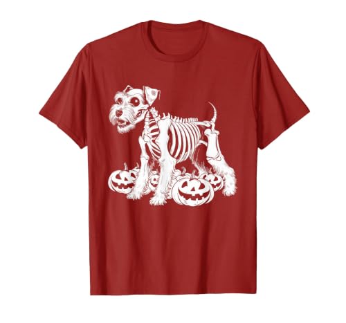 Miniature Schnauzer Lovers Halloween Dog Costume Miniature Schnauzer Skeleton Birthday Halloween Mens Womens T-Shirt - size