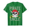 Pirate Family Apparel Pirate Uncle Jolly Roger Flag Skull Family Pirates T-Shirt - size chart