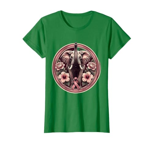 Mademark Elephant Pink Flowers Breast Cancer Awareness T-Shirt - Women - size chart