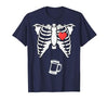 Funny Halloween Shirts Lazy Costume Party Skeleton Pregnancy Beer Shirt Xray Halloween Soon to Be Dad T-Shirt - size chart