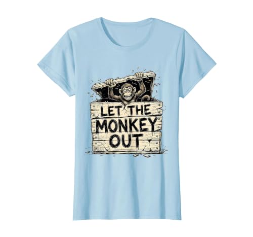 Mademark Let the Monkey Out Wild Primate Graphic Design T-Shirt - Women - size chart