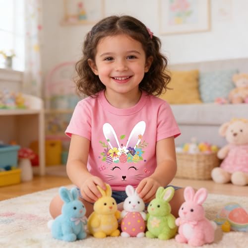 Easter Day Gift for Toddler Boy Baby Girl Tractor Loving Bunny T-Shirt — design detail