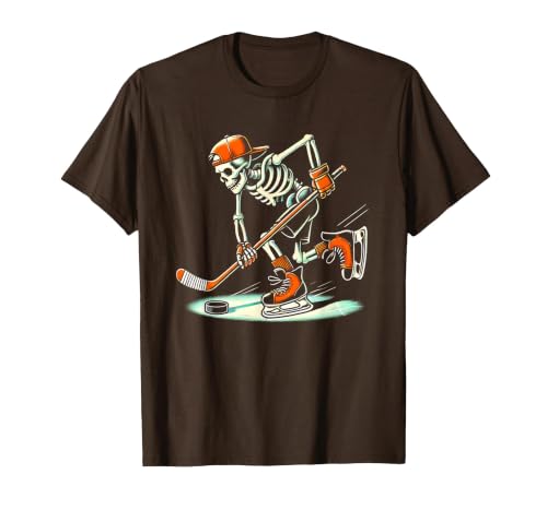 Halloween Costume For Hockey Lovers Funny Skeleton Hockey Halloween for Ice Hockey Lovers T-Shirt - size chart