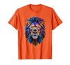 Psychedelic Jungle Glow Animal Art Glow Lion Head Art Psychedelic Jungle Animal Face T-Shirt - size chart
