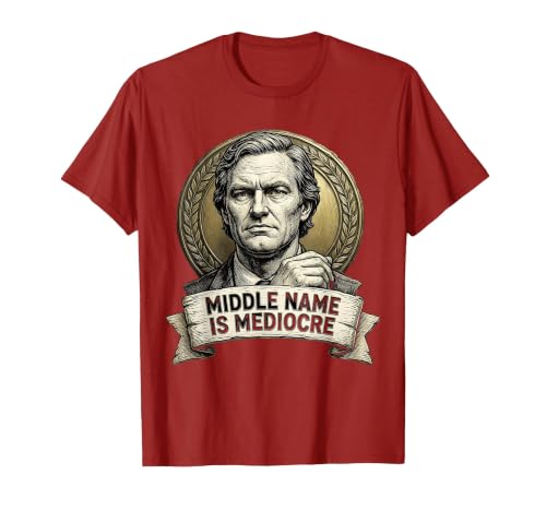Mademark White Boy of the Year Middle Name Is Mediocre T-Shirt - Men - size chart