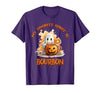 Boo Watercolor Pumpkin Cup Light Witch Hat Bottle Bourbon My Favorite Spirit is Bourbon Happy Halloween Boo T-Shirt - size