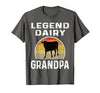 Funny Dairy Farmer Gifts Legend Dairy Grandpa Retro Sunset Cow Farming Funny Cattle T-Shirt - size chart