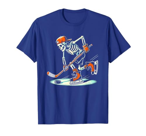 Halloween Costume For Hockey Lovers Funny Skeleton Hockey Halloween for Ice Hockey Lovers T-Shirt - size chart