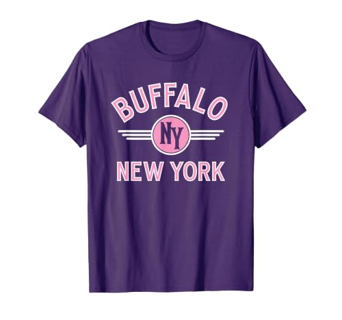 133 Apparel Buffalo NY Buffalo New York Circle NY Pink Print T-Shirt - size chart