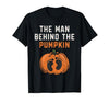 Halloween Pregnancy Announcement for Future Dad The Man Behind The Pumpkin Dad Halloween Pregnancy Reveal T-Shirt - size
