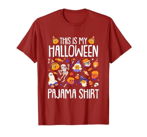 Halloween Shirts Costume Women Men Kids Pajama This is My Halloween Pajama Shirt Pumpkin Witch Skeleton T-Shirt - size chart