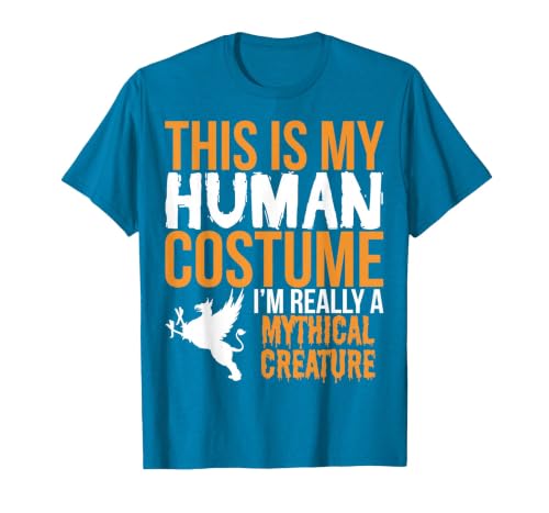 This is My Human Costume Mythical Creature - Halloween Funny T-Shirt - size chart