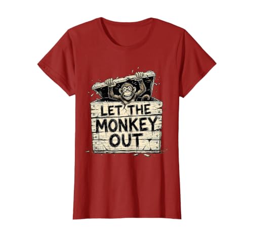 Mademark Let the Monkey Out Wild Primate Graphic Design T-Shirt - Women - size chart