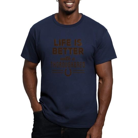 CafePress Thoroughbred Horse Men's Classic T Shirt Men's Semi-Fitted Classic Cotton T-Shirt - Navy