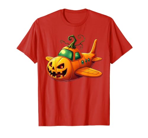 Funny Halloween Airplane Costume for Kid Boy Funny Airplane Pumpkin Pilot Lovers Halloween Mens Boys Kids T-Shirt - size