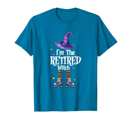 Funny Quote Horror Costume Party Family Friends I'm The Retired Witch Spooky Scary Halloween Retiree Women T-Shirt - size
