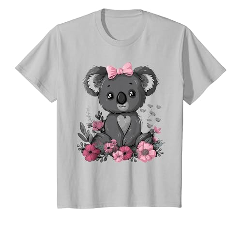 We Love Koalas - Kids Apparel Co. Koala Kawaii Koala Bear Pink Bow Flowers Girls Kids T-Shirt - size chart