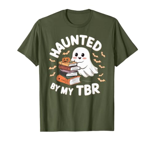 Halloween Student Books Lovers Haunted By My TBR Haunted By My TBR Cute Ghost Book Reading Teacher Halloween T-Shirt - size