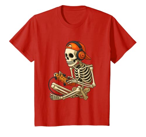 VibeKilla Video Game Halloween Skeleton Gamer Costume T-Shirt - size chart