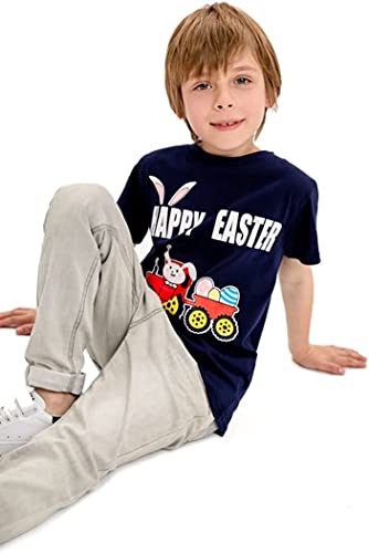Easter Day Gift for Toddler Boy Baby Girl Tractor Loving Bunny T-Shirt — design detail