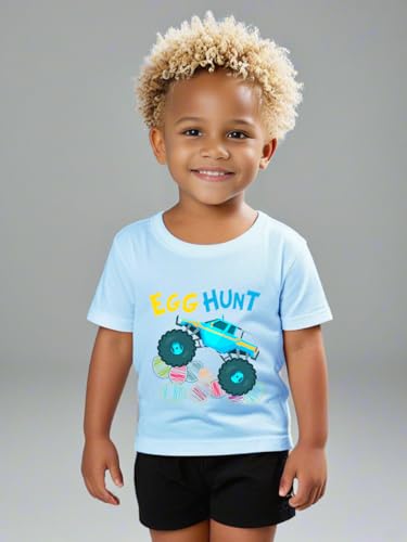 Easter Day Gift for Toddler Boy Baby Girl Tractor Loving Bunny T-Shirt — design detail