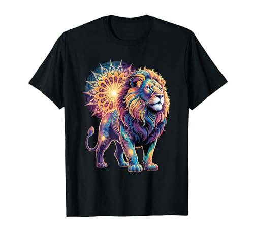 Cosmic Animal Mandala Sacred Geometry Collective Sacred Geometry Lion Mandala T-Shirt - size chart