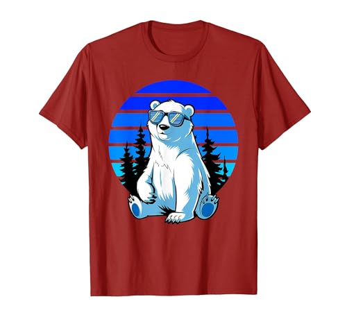 Bear Lover Gift Co. Arctic Animal Polar Bear Lover Cool Sunglasses Polar Bear T-Shirt - size chart