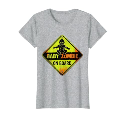 Mademark Baby Zombie On Board Pregnant Halloween Design T-Shirt - size chart