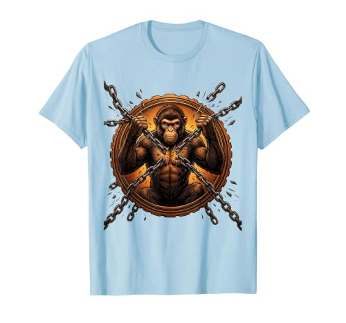 Mademark Monkey Breaking Chain Sobriety Freedom Graphic T-Shirt - Men - size chart