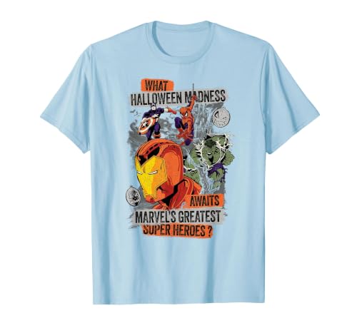 Marvel Halloween Madness Awaits the Greatest Super Heroes T-Shirt - size chart