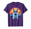 Llama Alpaca Vintage Art Co. Llama Alpaca Retro 80s Style T-Shirt - size chart