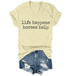 Nusyouc Life Happens Horses Help Equestrian T-Shirt Vintage Horse Lover T Shirt Tops - size chart