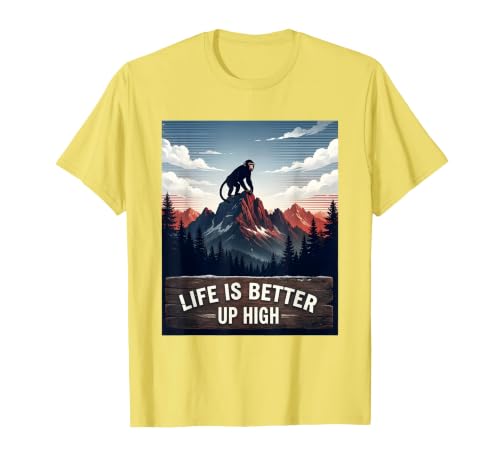 Mademark Life Is Better Up High Monkey Design T-Shirt - Men - size chart