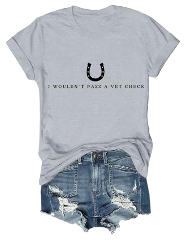 Czbic I Wouldn't Pass A Vet Check Shirt, Horseshoe Graphic Tee, Funny Casual Horse Lover Casual Top for Men Women - size chart
