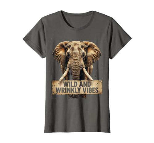 Mademark Wild and Wrinkly Vibes Elephant Graphic Design T-Shirt - Women - size chart